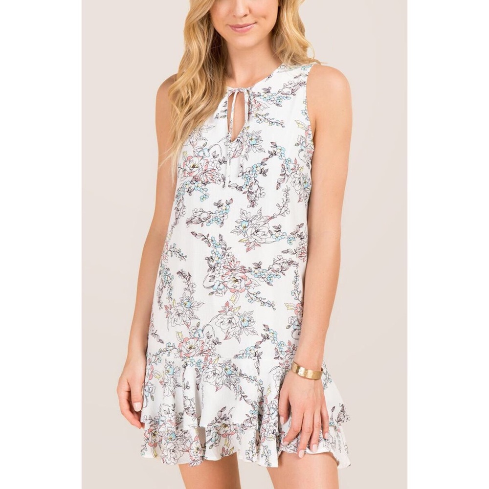 NWT Francesca’s Floral Flounce Hem Dress- Medium